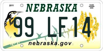 NE license plate 99LF14