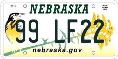 NE license plate 99LF22