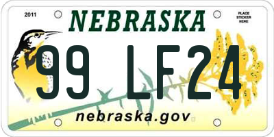 NE license plate 99LF24