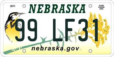 NE license plate 99LF31