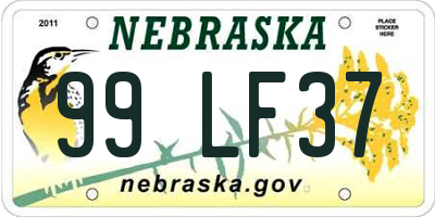 NE license plate 99LF37