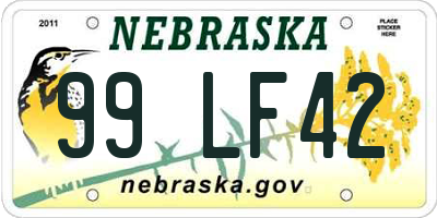 NE license plate 99LF42