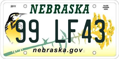 NE license plate 99LF43