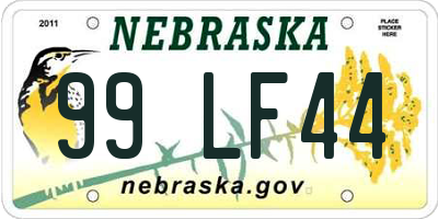 NE license plate 99LF44