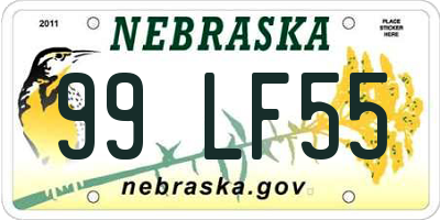 NE license plate 99LF55