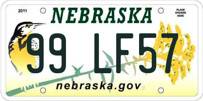 NE license plate 99LF57