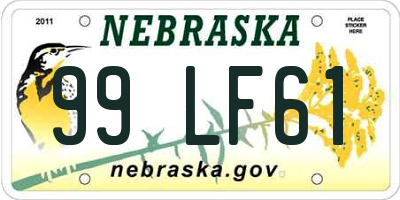 NE license plate 99LF61