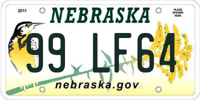 NE license plate 99LF64