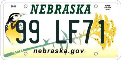 NE license plate 99LF71