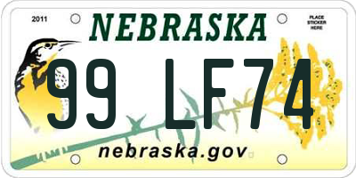 NE license plate 99LF74