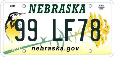 NE license plate 99LF78