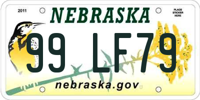 NE license plate 99LF79