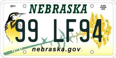 NE license plate 99LF94