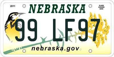 NE license plate 99LF97