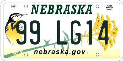 NE license plate 99LG14