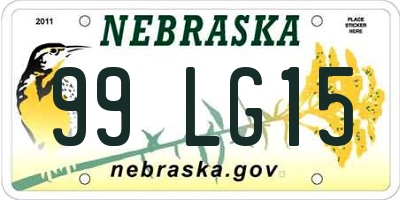 NE license plate 99LG15