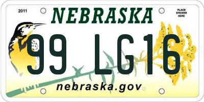 NE license plate 99LG16