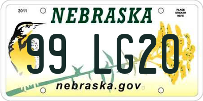 NE license plate 99LG20