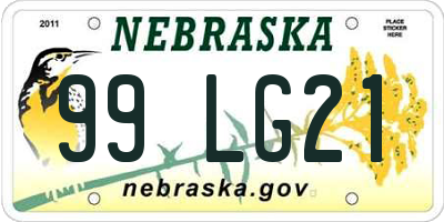 NE license plate 99LG21