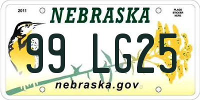 NE license plate 99LG25