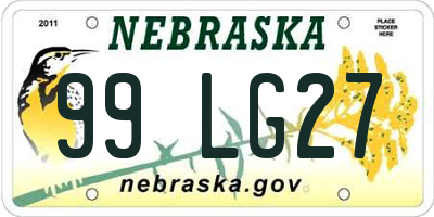 NE license plate 99LG27