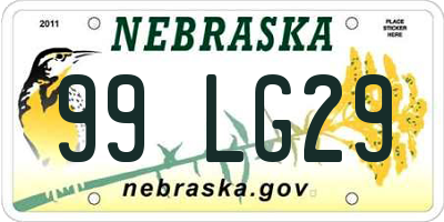 NE license plate 99LG29