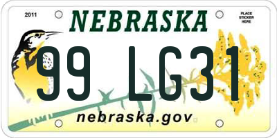 NE license plate 99LG31