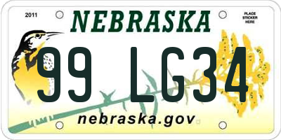 NE license plate 99LG34