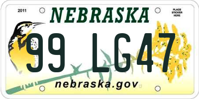 NE license plate 99LG47