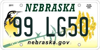 NE license plate 99LG50