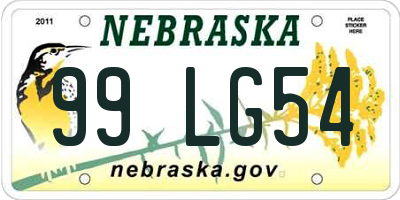 NE license plate 99LG54