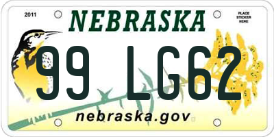 NE license plate 99LG62