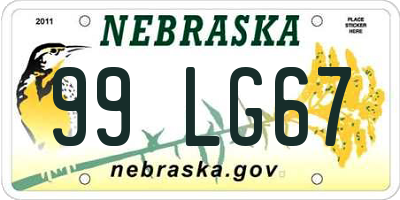 NE license plate 99LG67