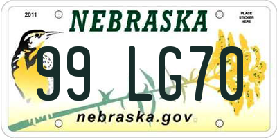 NE license plate 99LG70