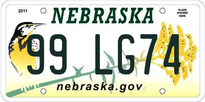 NE license plate 99LG74