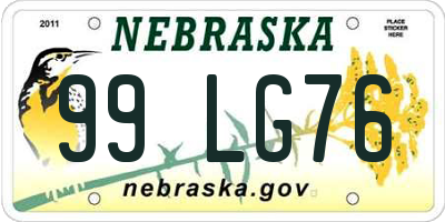 NE license plate 99LG76