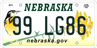 NE license plate 99LG86