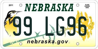 NE license plate 99LG96