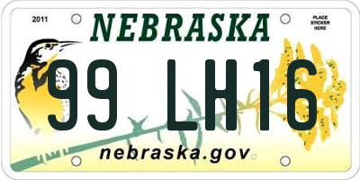NE license plate 99LH16