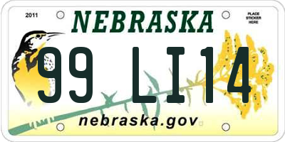 NE license plate 99LI14