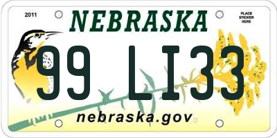 NE license plate 99LI33