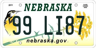NE license plate 99LI87
