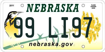 NE license plate 99LI97