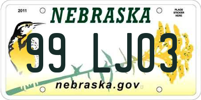 NE license plate 99LJ03