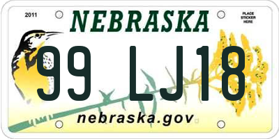 NE license plate 99LJ18