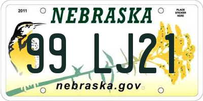 NE license plate 99LJ21
