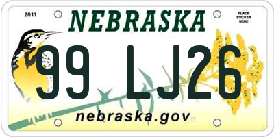 NE license plate 99LJ26