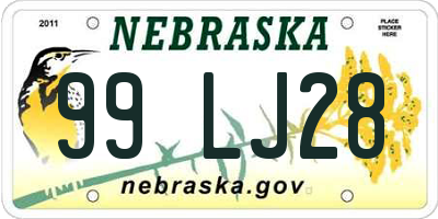 NE license plate 99LJ28