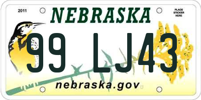 NE license plate 99LJ43
