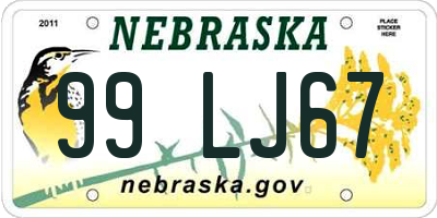 NE license plate 99LJ67